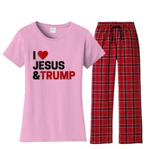 Trump Lover Gift I Love Jesus & Trump Women's Flannel Pajama Set