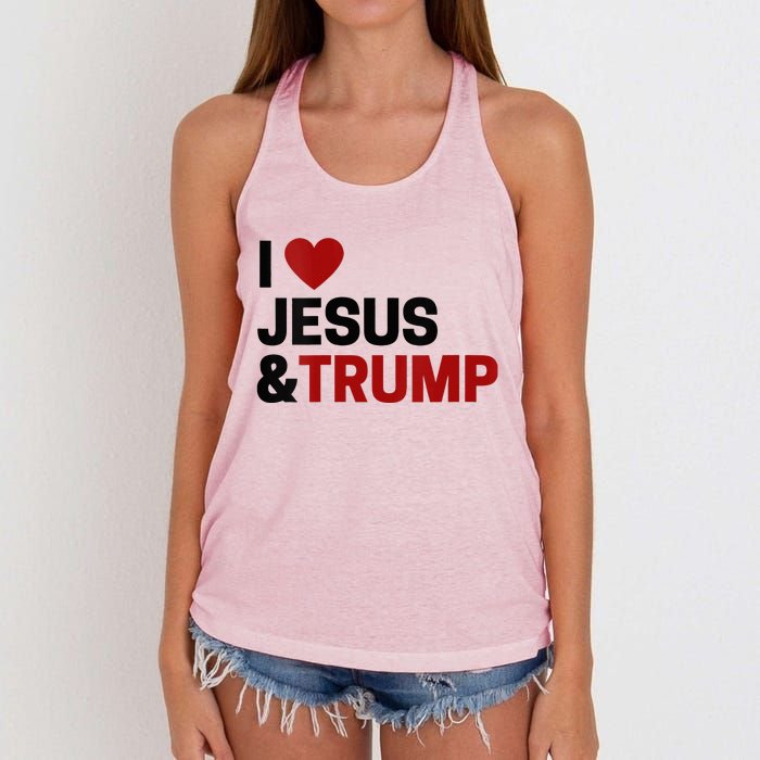 Trump Lover Gift I Love Jesus & Trump Women's Knotted Racerback Tank