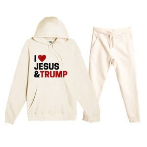 Trump Lover Gift I Love Jesus & Trump Premium Hooded Sweatsuit Set