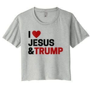 Trump Lover Gift I Love Jesus & Trump Women's Crop Top Tee