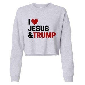 Trump Lover Gift I Love Jesus & Trump Cropped Pullover Crew