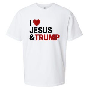 Trump Lover Gift I Love Jesus & Trump Sueded Cloud Jersey T-Shirt