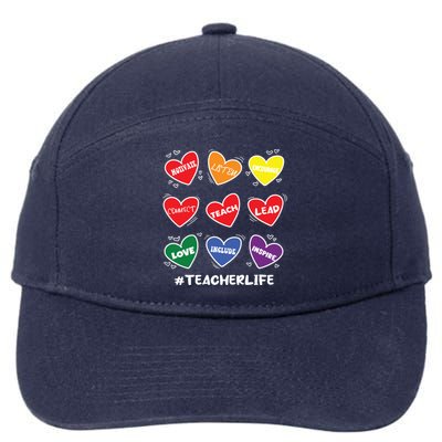 Teacher Life Gay Cool Heart Pride Flag Lgbtq Teaching Gift 7-Panel Snapback Hat