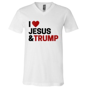 Trump Lover Gift I Love Jesus & Trump V-Neck T-Shirt