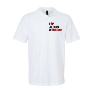 Trump Lover Gift I Love Jesus & Trump Softstyle Adult Sport Polo