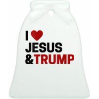 Trump Lover Gift I Love Jesus & Trump Ceramic Bell Ornament