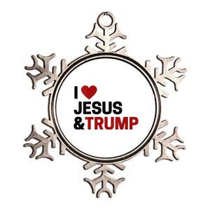 Trump Lover Gift I Love Jesus & Trump Metallic Star Ornament