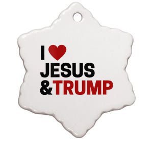 Trump Lover Gift I Love Jesus & Trump Ceramic Star Ornament