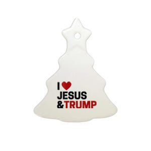 Trump Lover Gift I Love Jesus & Trump Ceramic Tree Ornament