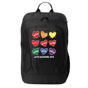 Teacher Life Gay Cool Heart Pride Flag Lgbtq Teaching Funny Gift City Backpack