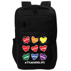 Teacher Life Gay Cool Heart Pride Flag Lgbtq Teaching Funny Gift Impact Tech Backpack