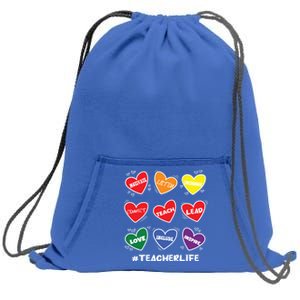 Teacher Life Gay Cool Heart Pride Flag Lgbtq Teaching Funny Gift Sweatshirt Cinch Pack Bag