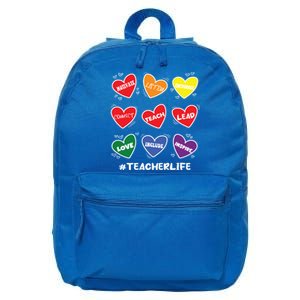 Teacher Life Gay Cool Heart Pride Flag Lgbtq Teaching Funny Gift 16 in Basic Backpack