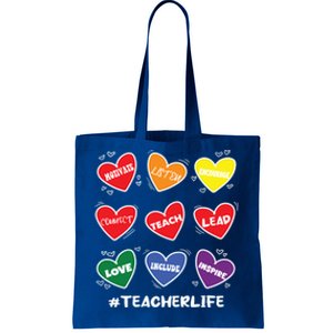 Teacher Life Gay Cool Heart Pride Flag Lgbtq Teaching Funny Gift Tote Bag