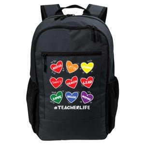 Teacher Life Gay Cool Heart Pride Flag Lgbtq Teaching Funny Gift Daily Commute Backpack