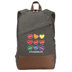 Teacher Life Gay Cool Heart Pride Flag Lgbtq Teaching Funny Gift Cotton Canvas Backpack