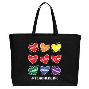 Teacher Life Gay Cool Heart Pride Flag Lgbtq Teaching Funny Gift Cotton Canvas Jumbo Tote