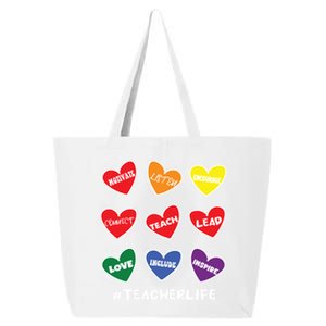 Teacher Life Gay Cool Heart Pride Flag Lgbtq Teaching Funny Gift 25L Jumbo Tote