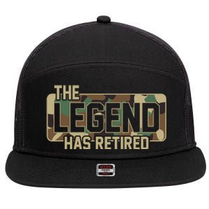 The Legend Has Retired Army Veteran Gift 7 Panel Mesh Trucker Snapback Hat