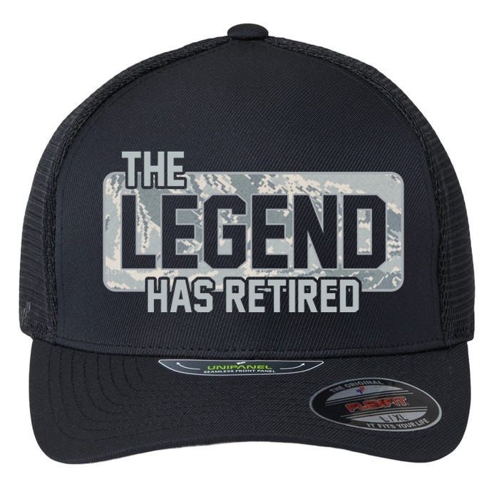 The Legend Has Retired Air Force Veteran Gift Flexfit Unipanel Trucker Cap