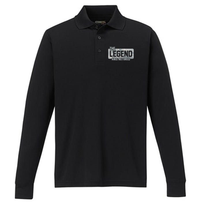 The Legend Has Retired Air Force Veteran Gift Performance Long Sleeve Polo