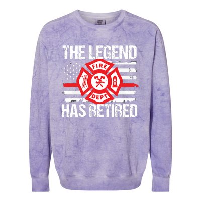 The Legend Has Retired Firefighter Retirement Party Gift Colorblast Crewneck Sweatshirt