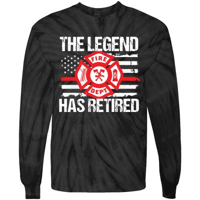 The Legend Has Retired Firefighter Retirement Party Gift Tie-Dye Long Sleeve Shirt