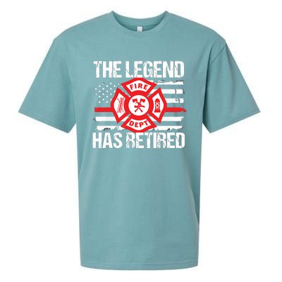 The Legend Has Retired Firefighter Retirement Party Gift Sueded Cloud Jersey T-Shirt