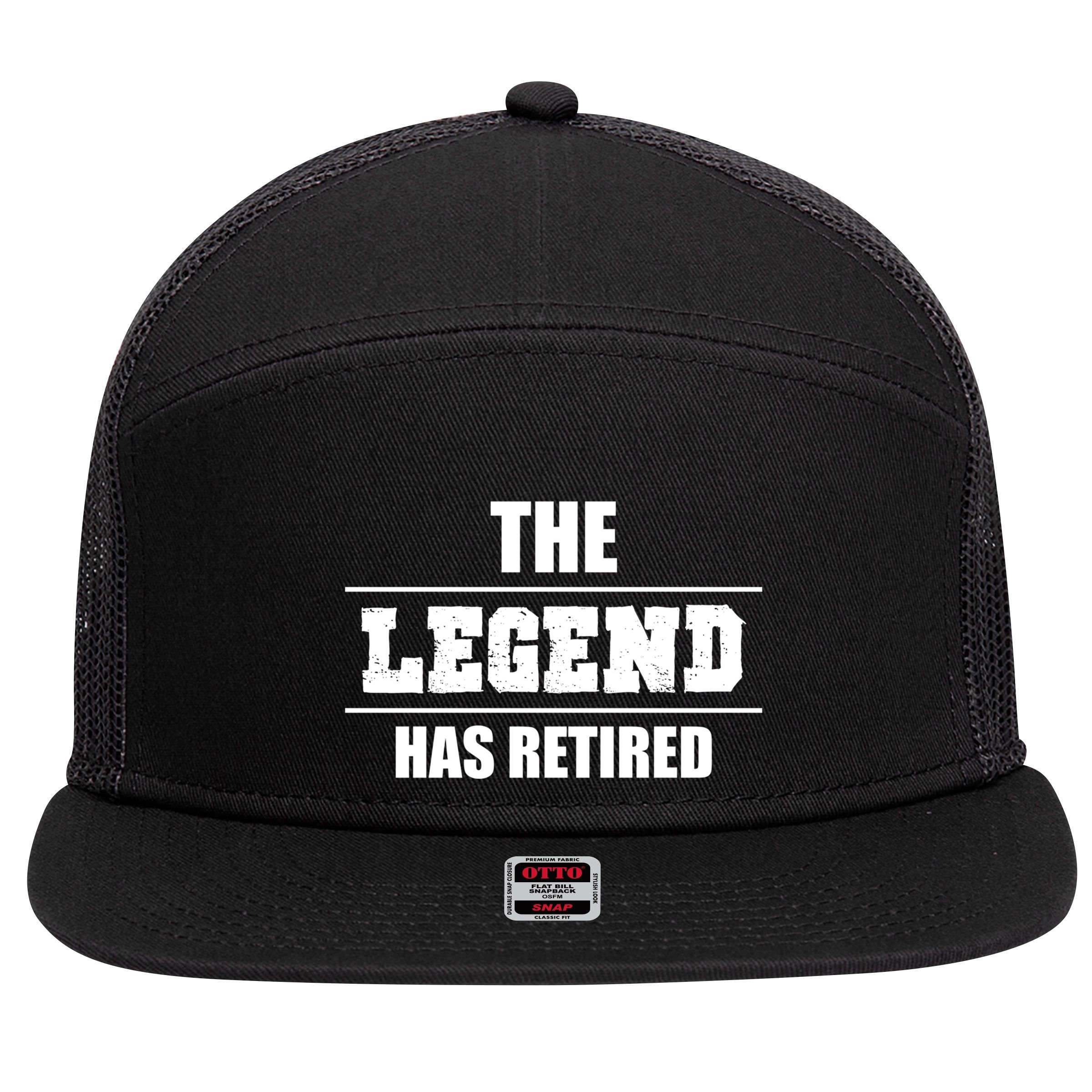 The Legend Has Retired Gift 7 Panel Mesh Trucker Snapback Hat
