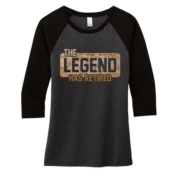 The Legend Has Retired Marine Veteran Marine Corps Women's Tri-Blend 3/4-Sleeve Raglan Shirt