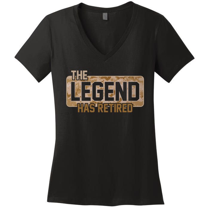 The Legend Has Retired Marine Veteran Marine Corps Women's V-Neck T-Shirt