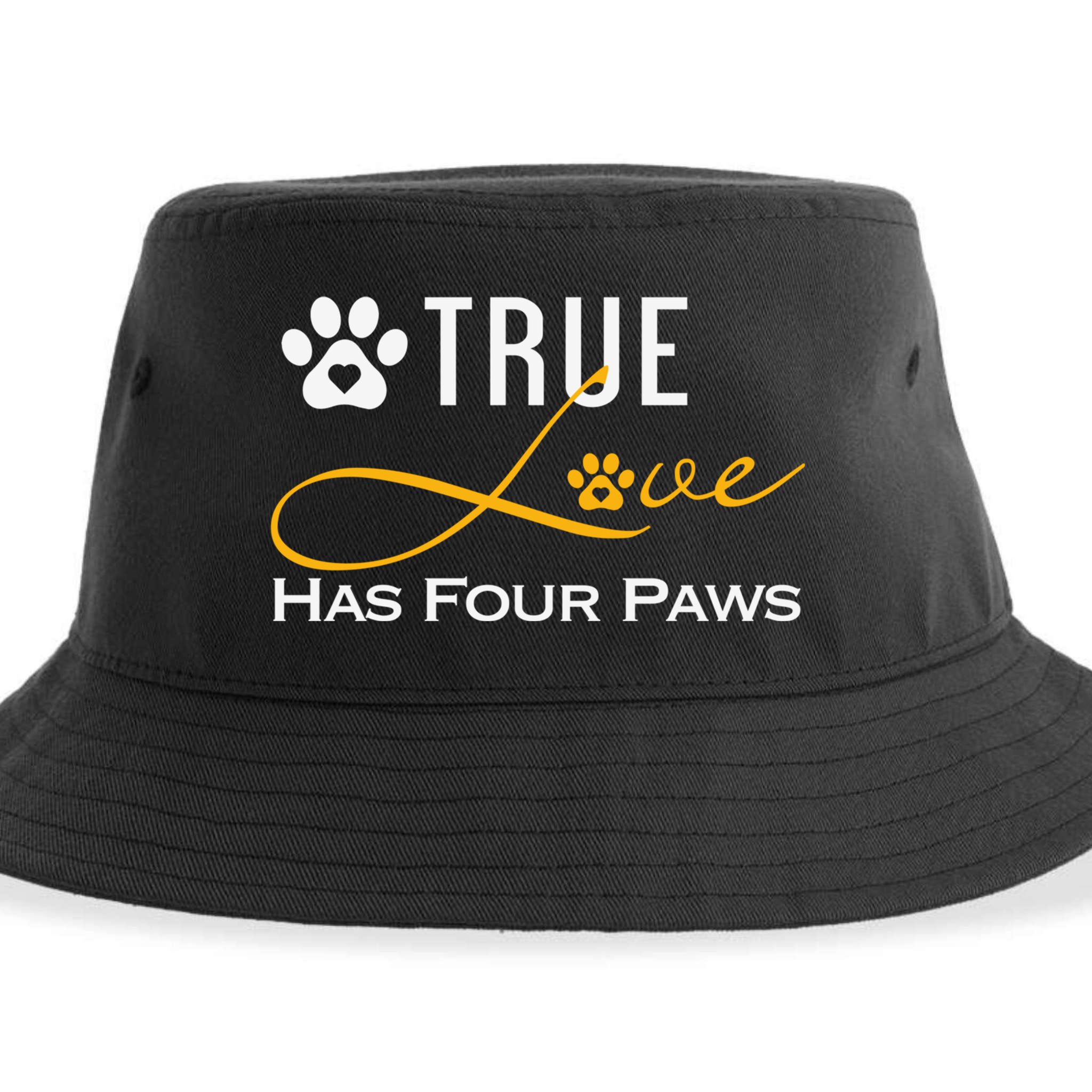 True Love Has Four Paws Funny Dogs Cats Valentine Gift Sustainable Bucket Hat