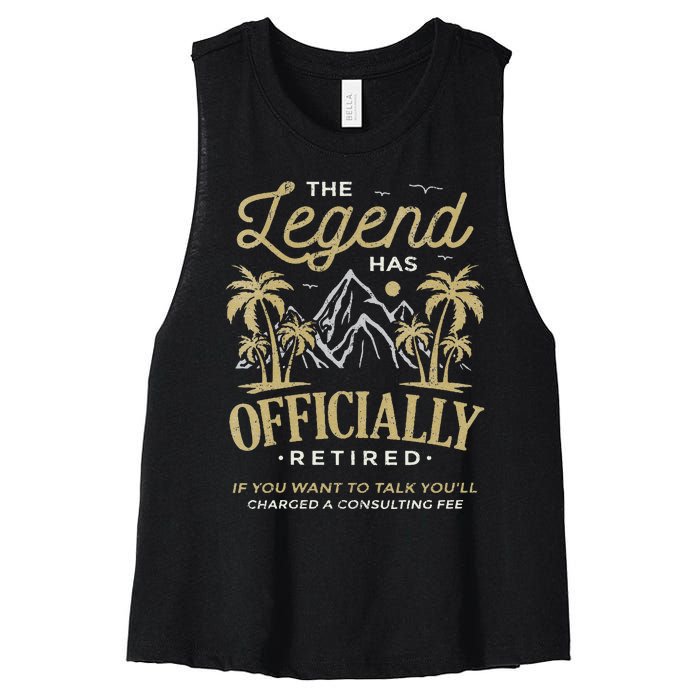 The Legend Has Retired Consulting Fee Veteran Consultant Women's Racerback Cropped Tank