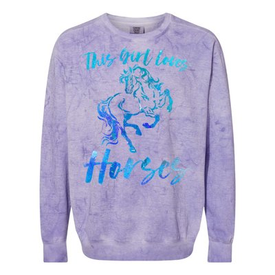 This Loves Horses Equestrian Rider Horseback Riding Mom Gift Colorblast Crewneck Sweatshirt