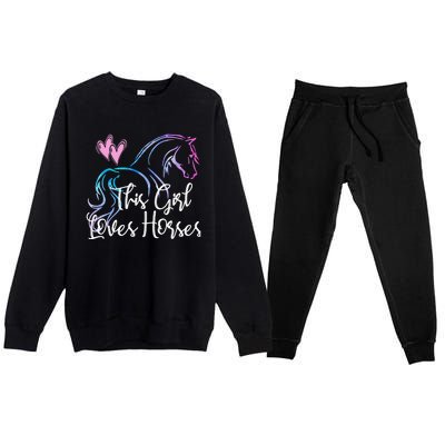 This Loves Horses Horseback Riding Equestrian Rider Mom Great Gift Premium Crewneck Sweatsuit Set