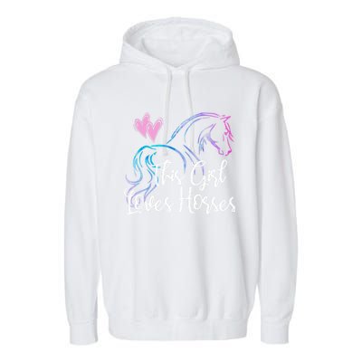 This Loves Horses Horseback Riding Equestrian Rider Mom Great Gift Garment-Dyed Fleece Hoodie