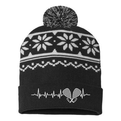 Tennis Lover Heartbeat Tennis Player Coach Racquetball Ball USA-Made Snowflake Beanie