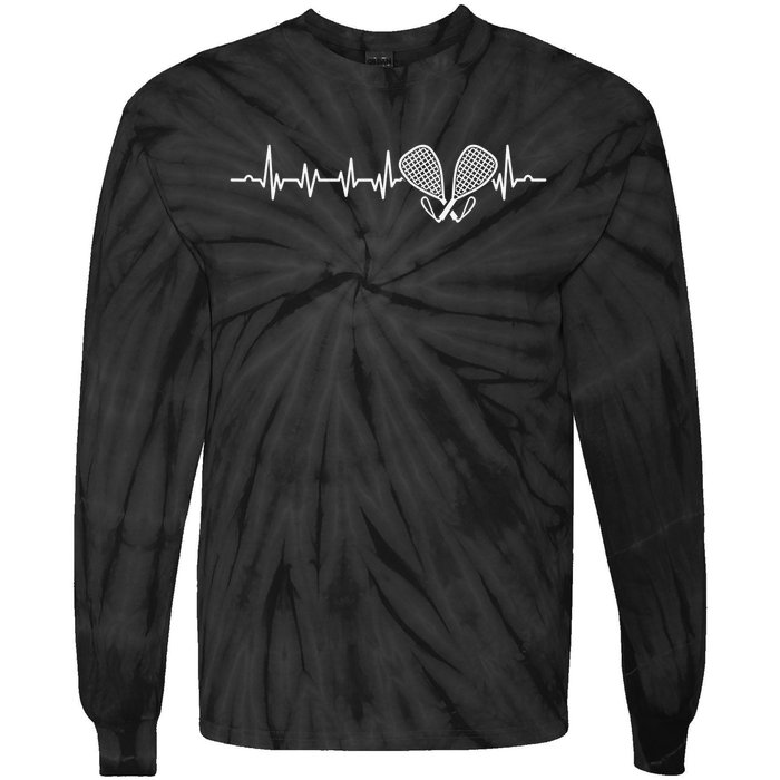 Tennis Lover Heartbeat Tennis Player Coach Racquetball Ball Tie-Dye Long Sleeve Shirt