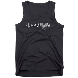 Tennis Lover Heartbeat Tennis Player Coach Racquetball Ball Tank Top