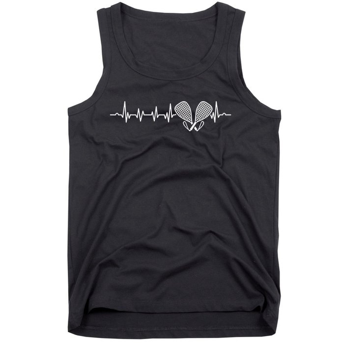 Tennis Lover Heartbeat Tennis Player Coach Racquetball Ball Tank Top