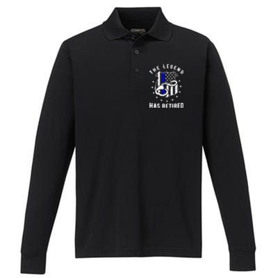 The Legend Has Retired Police Officer Gift Cop Funny Gift Performance Long Sleeve Polo