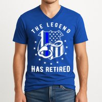The Legend Has Retired Police Officer Gift Cop Funny Gift V-Neck T-Shirt