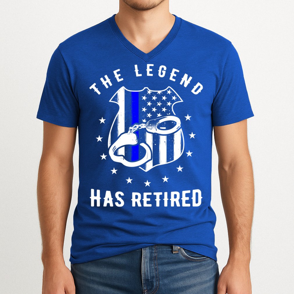 The Legend Has Retired Police Officer Gift Cop Funny Gift V-Neck T-Shirt