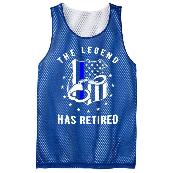 The Legend Has Retired Police Officer Gift Cop Funny Gift Mesh Reversible Basketball Jersey Tank