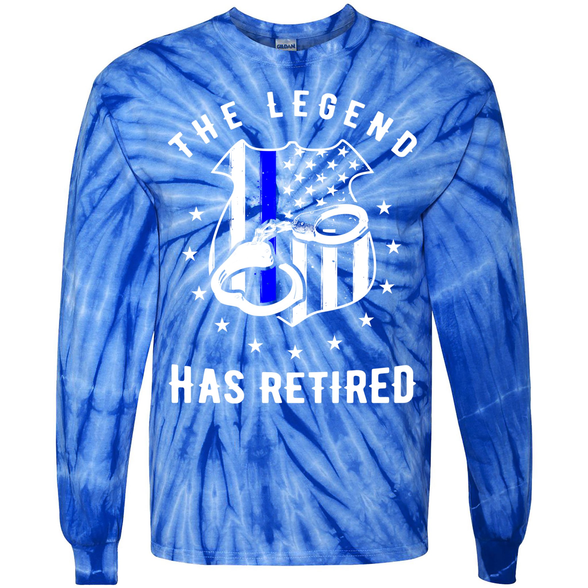 The Legend Has Retired Police Officer Gift Cop Funny Gift Tie-Dye Long Sleeve Shirt