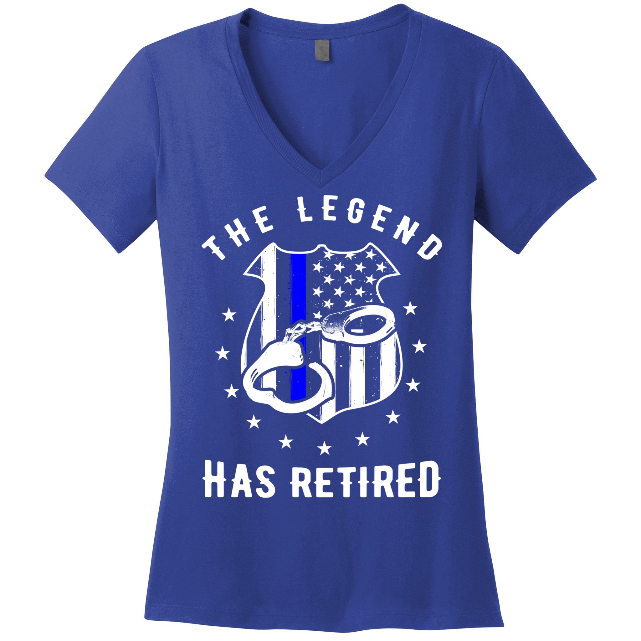 The Legend Has Retired Police Officer Gift Cop Funny Gift Women's V-Neck T-Shirt