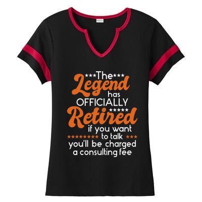 The Legend Has Officially Retired - Retiree Retirement Ladies Halftime Notch Neck Tee