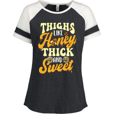 Thighs Like Honey Thick And Sweet Thick Thighs Enza Ladies Jersey Colorblock Tee