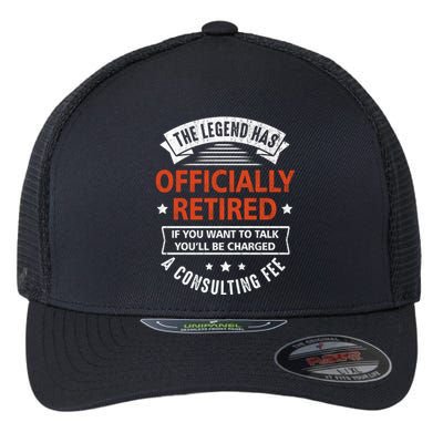 The Legend Has Officially Retired Funny Retirement Gifts Men Flexfit Unipanel Trucker Cap