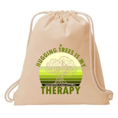 Tree Lover Hugging Trees Is My Therapy Drawstring Bag